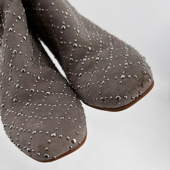 Dolce Vita Gray‎ Studded Block Heel Ankle Booties Mirror SAMPLE - Picture 4 of 10